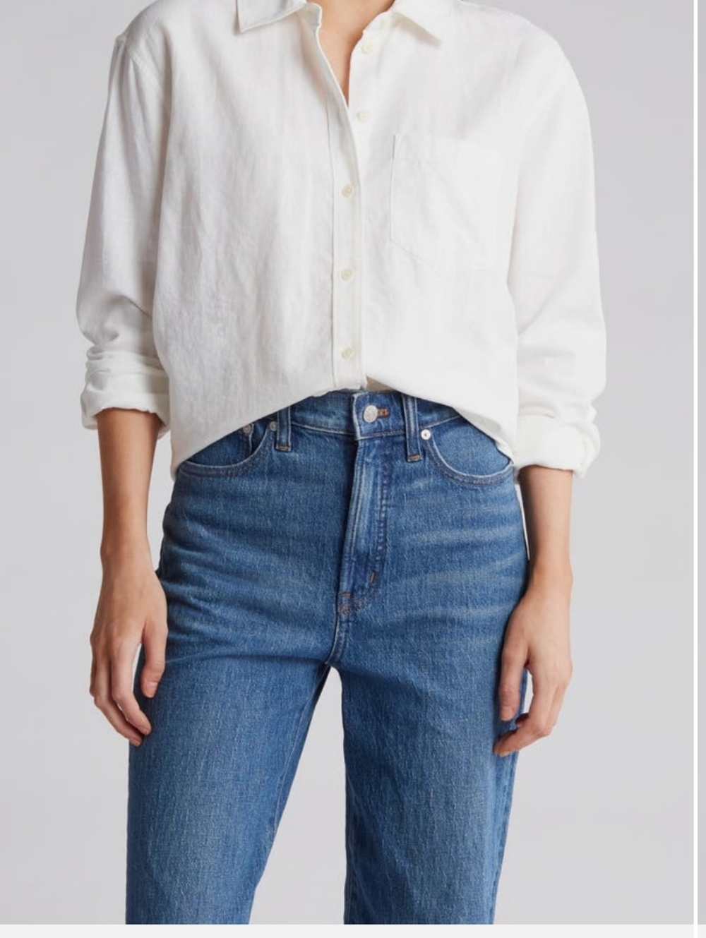 madewell linen blend boxy boy shirt size XS